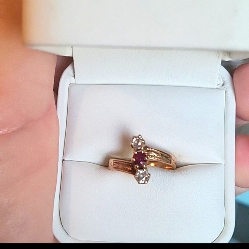 14 kt rose gold ruby and diamond ring